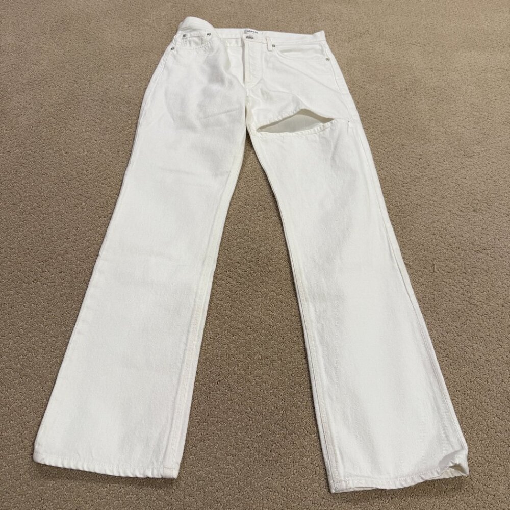 Agolde Lana Slice Jean in Element White Mid Rise Straight Leg Size 26 A9042-1183 - Picture 4 of 15